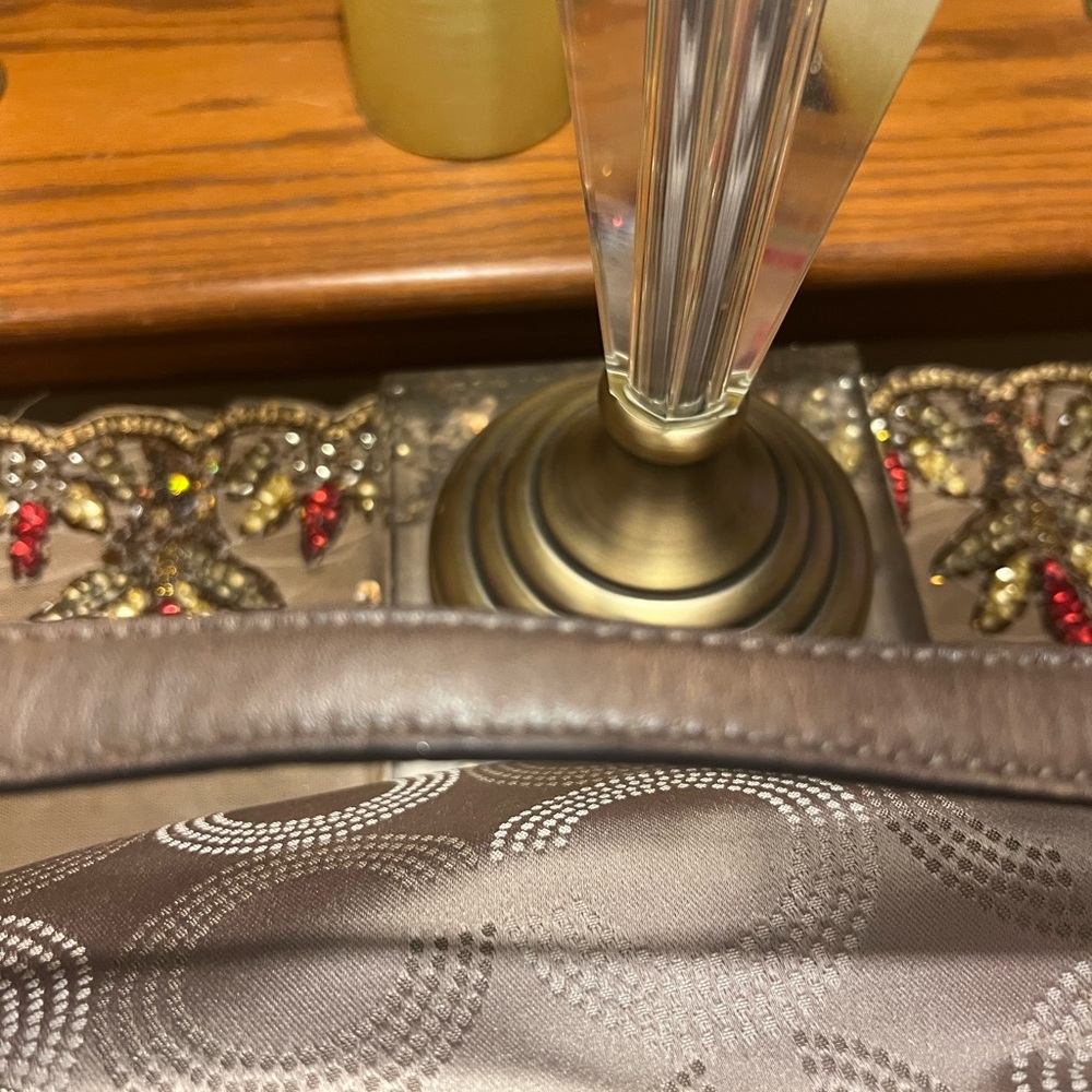 EUC Coach Madison Op Art Shoulder Bag w/charms tan/champagne gold in color - Picture 8 of 15